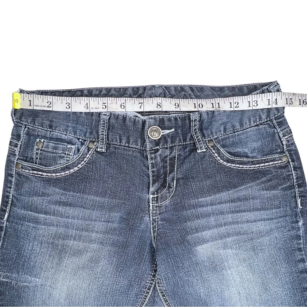 Maurices Jeans Straight Distressed Cropped Raw Hem Blue 3 4 Regular